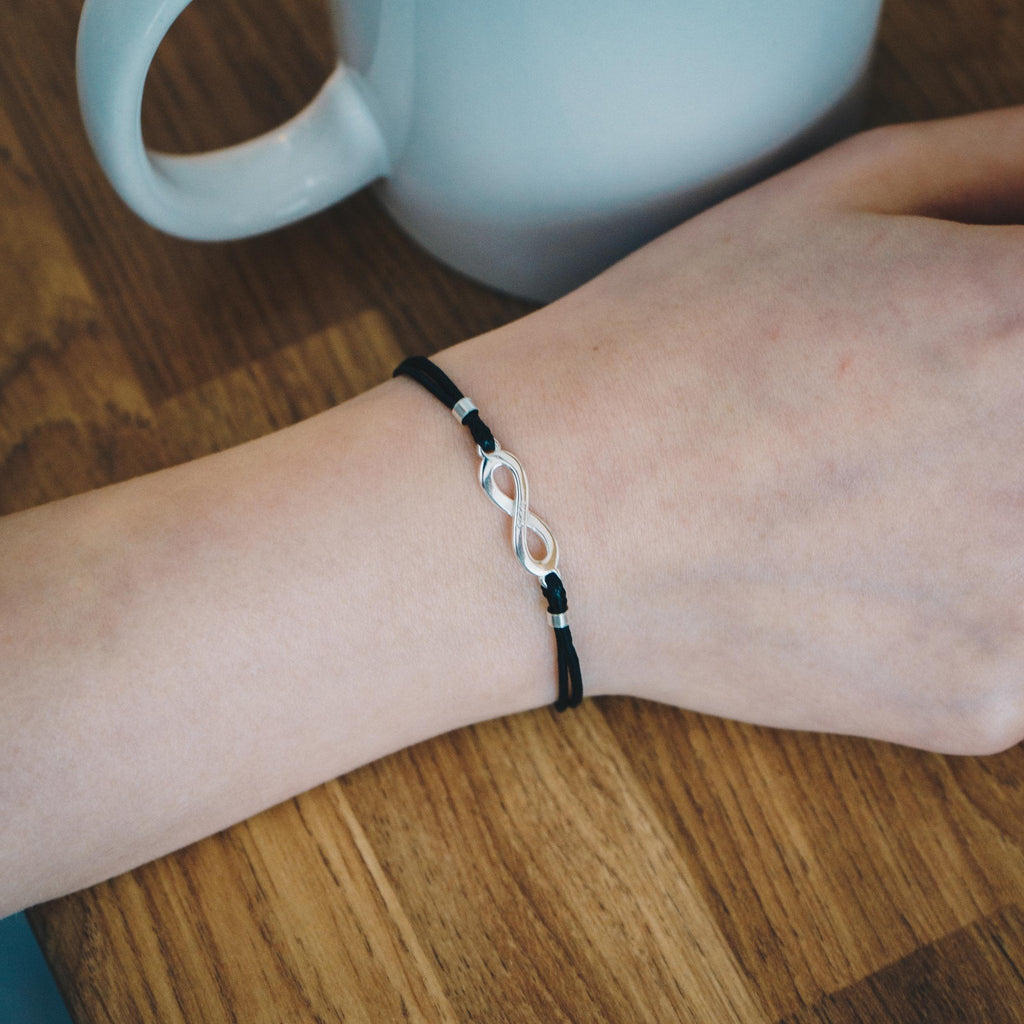 Sterling Silver Corded Infinity Bracelet