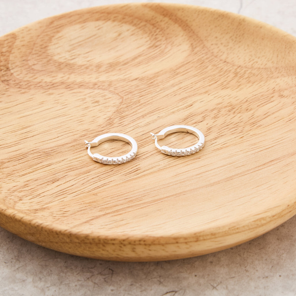 Sterling Silver Crystal Hoop Earrings Created with Zircondia® Crystals