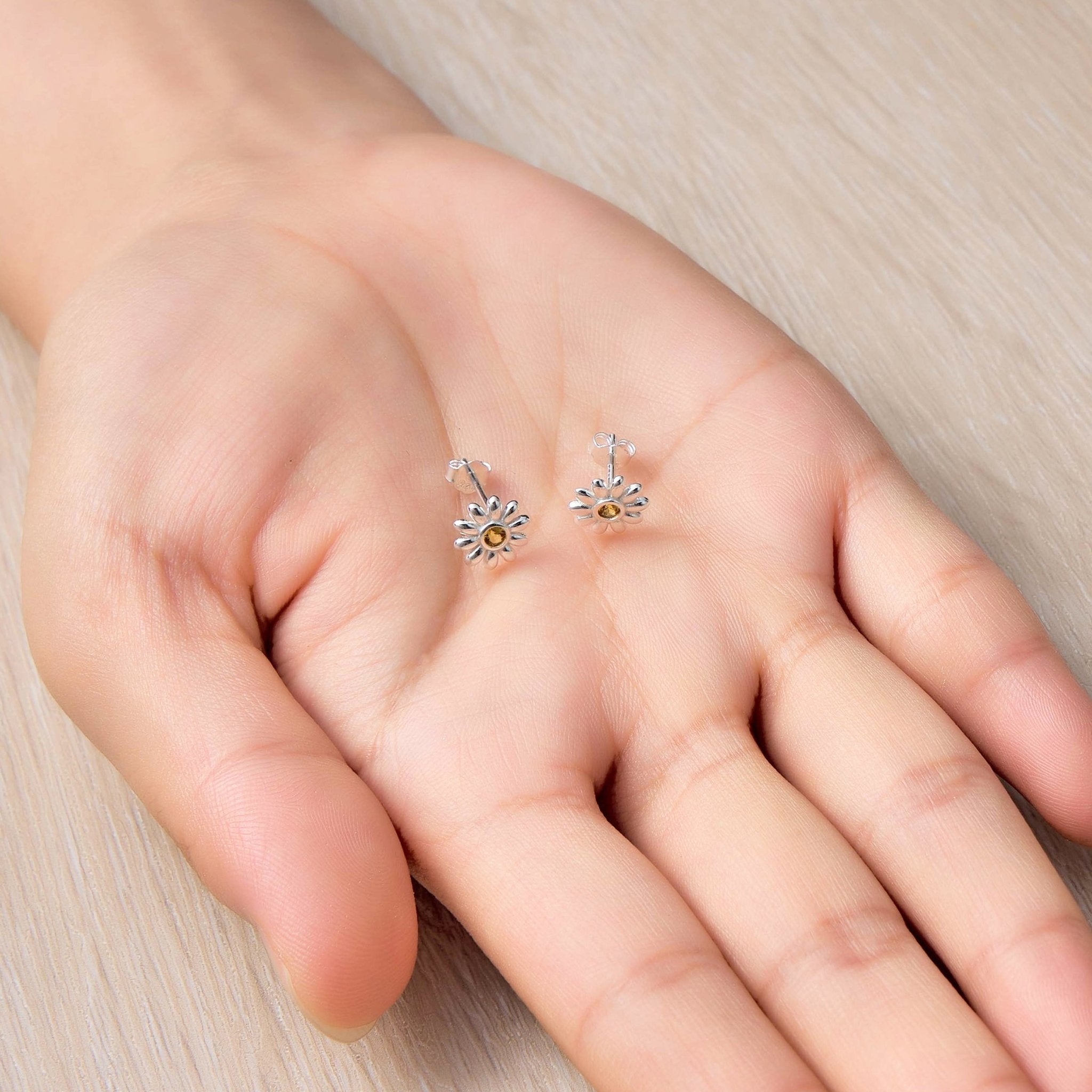 Sterling Silver Daisy Earrings Created with Zircondia® Crystals