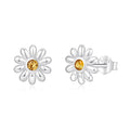 Sterling Silver Daisy Earrings Created with Zircondia® Crystals
