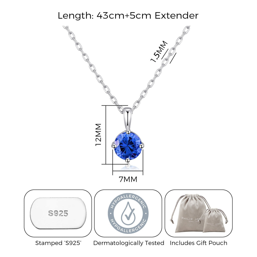 Sterling Silver Dark Blue Necklace Created with Zircondia® Crystals