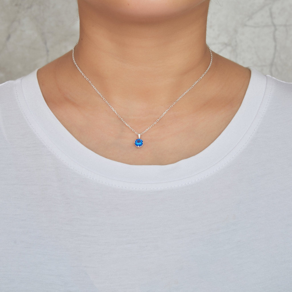 Sterling Silver Dark Blue Necklace Created with Zircondia® Crystals