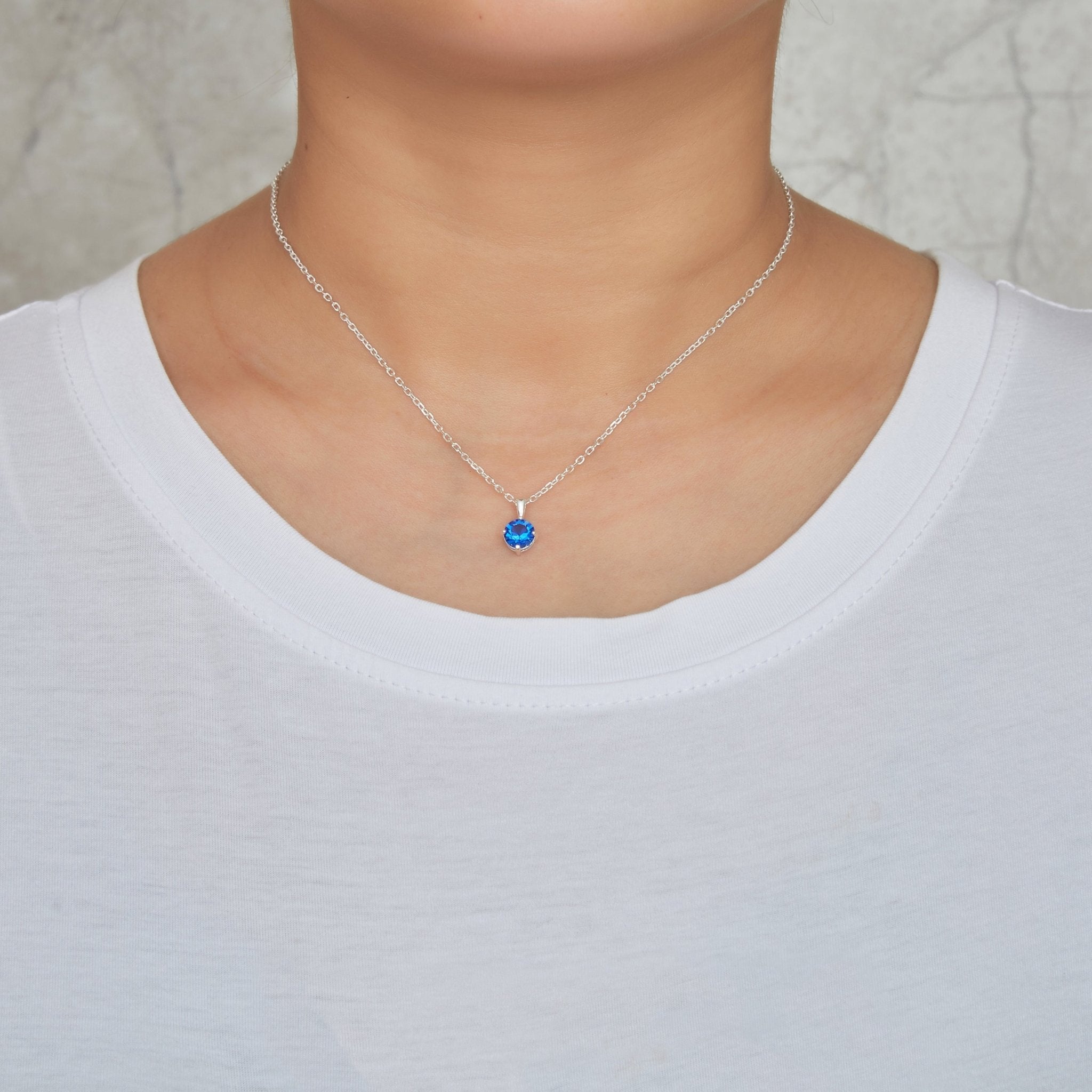 Sterling Silver Dark Blue Necklace Created with Zircondia® Crystals
