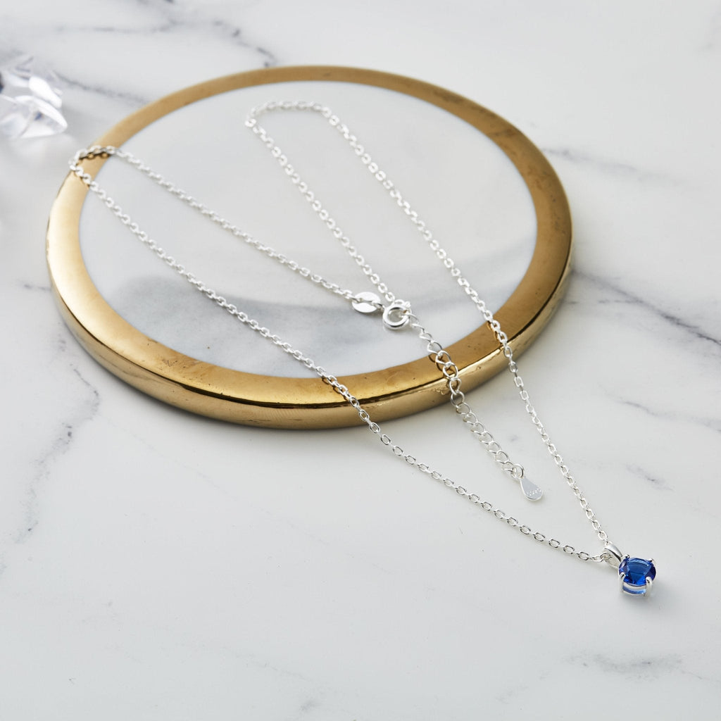 Sterling Silver Dark Blue Necklace Created with Zircondia® Crystals