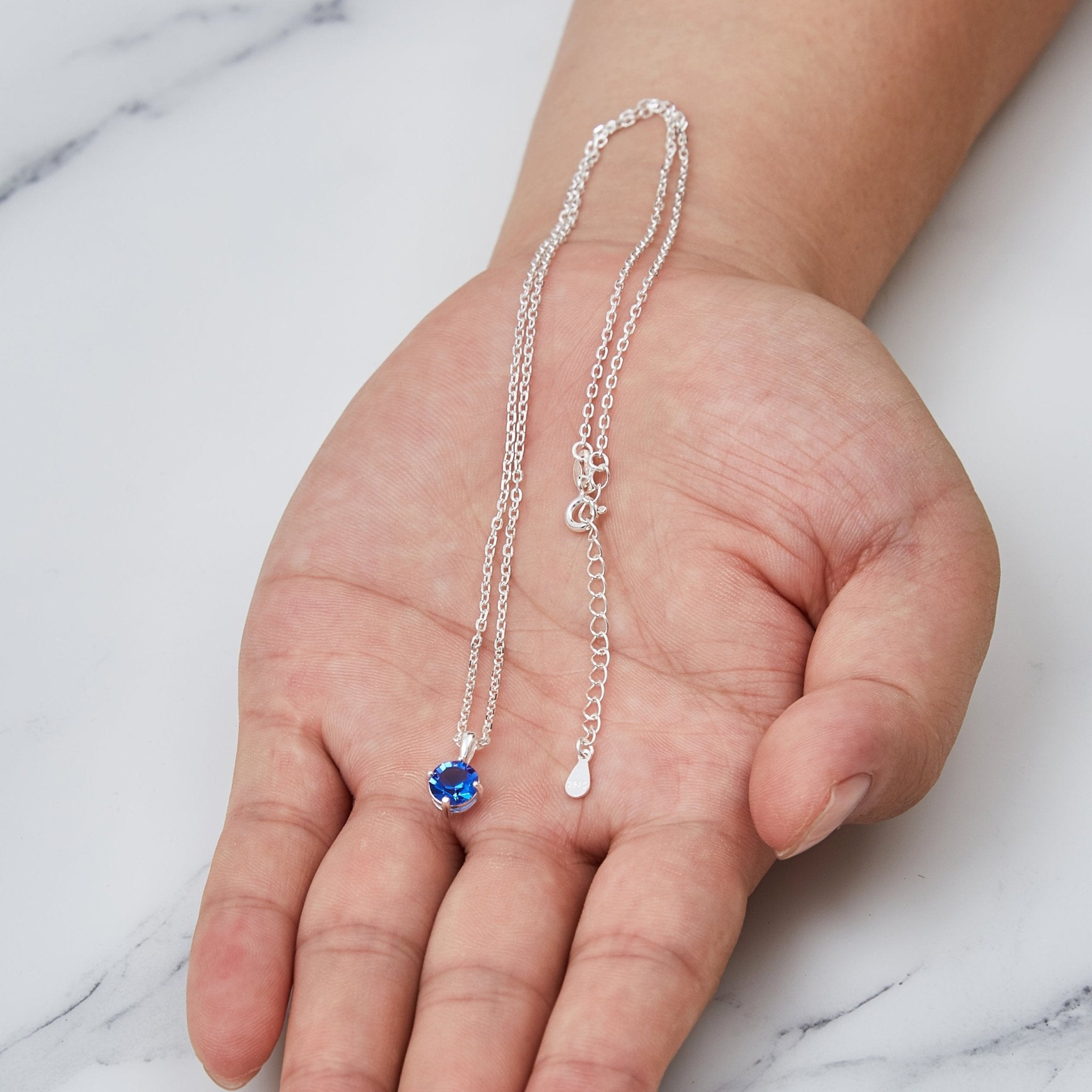Sterling Silver Dark Blue Necklace Created with Zircondia® Crystals