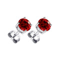 Sterling Silver Dark Red Earrings Created with Zircondia® Crystals