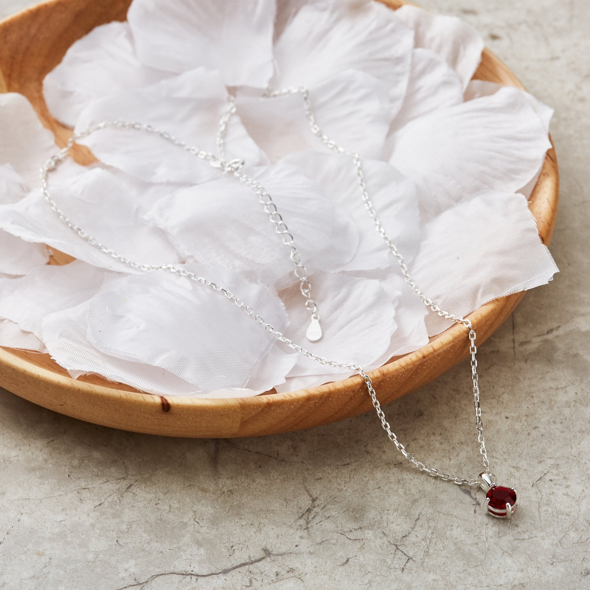 Sterling Silver Dark Red Necklace Created with Zircondia® Crystals