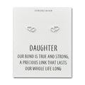 Sterling Silver Daughter Quote Heart Link Earrings