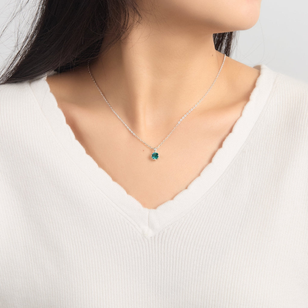 Sterling Silver December (Blue Topaz) Birthstone Necklace Created with Zircondia® Crystals