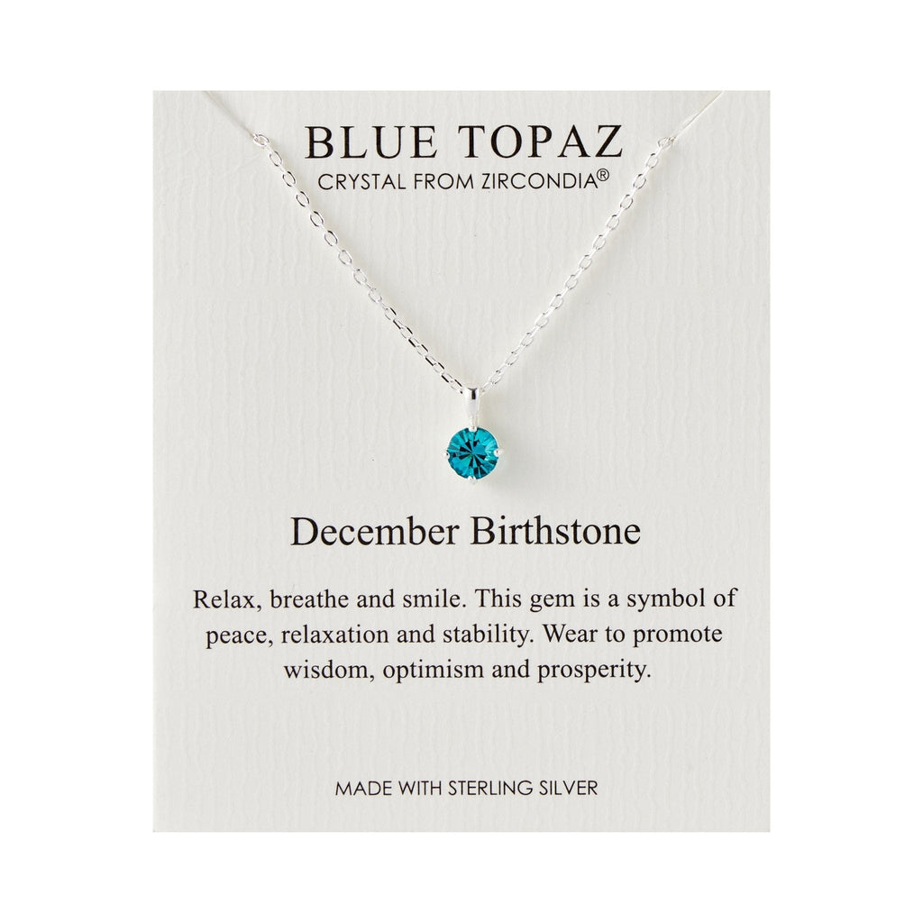 Sterling Silver December (Blue Topaz) Birthstone Necklace Created with Zircondia® Crystals