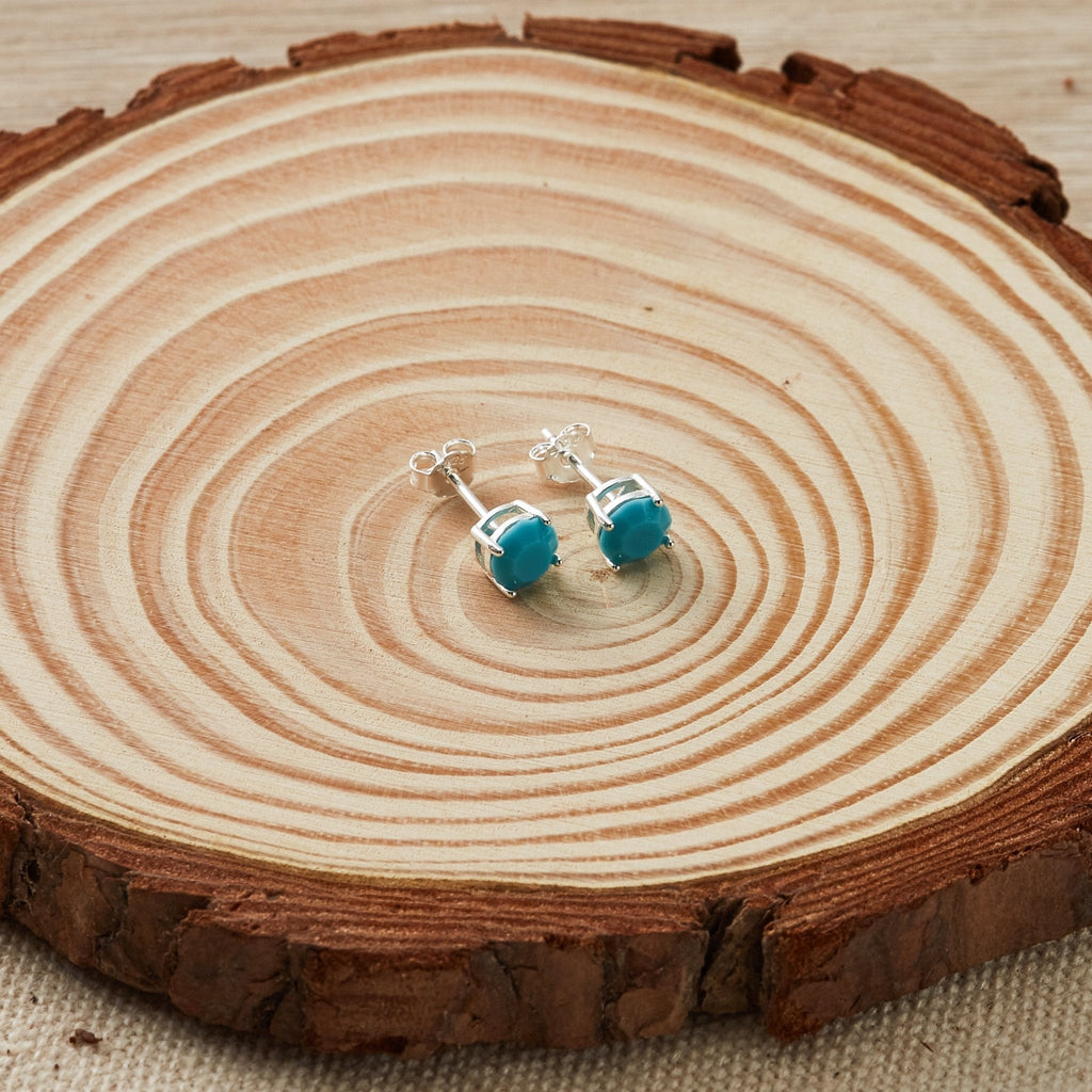 Sterling Silver December (Turquoise) Birthstone Earrings Created with Zircondia® Crystals