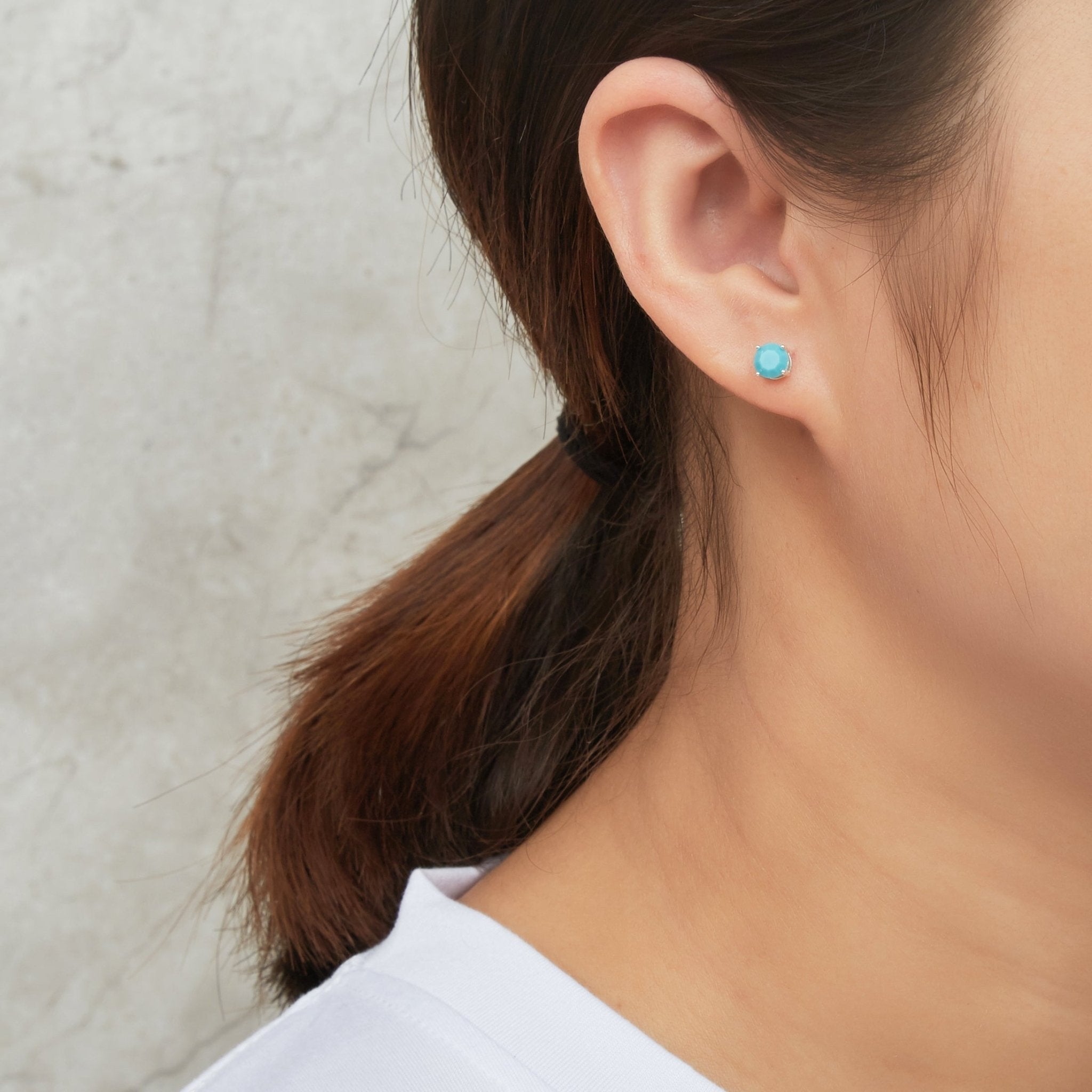 Sterling Silver December (Turquoise) Birthstone Necklace & Earrings Set Created with Zircondia® Crystals