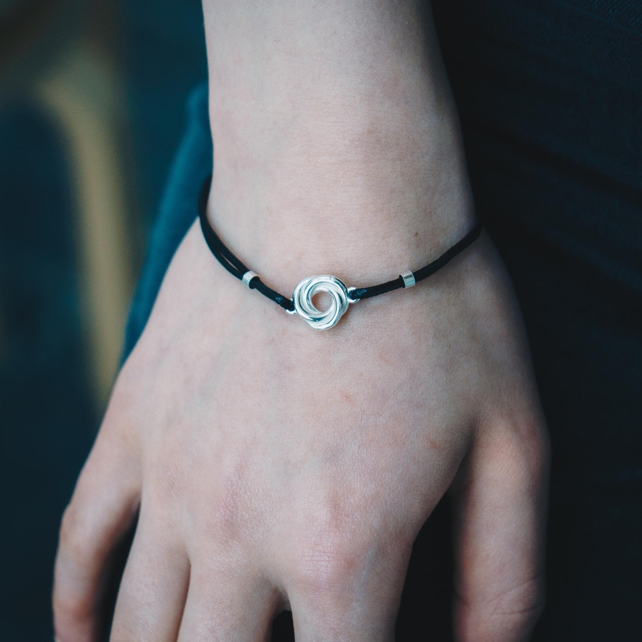 Sterling Silver Friendship Quote Corded Knot Bracelet