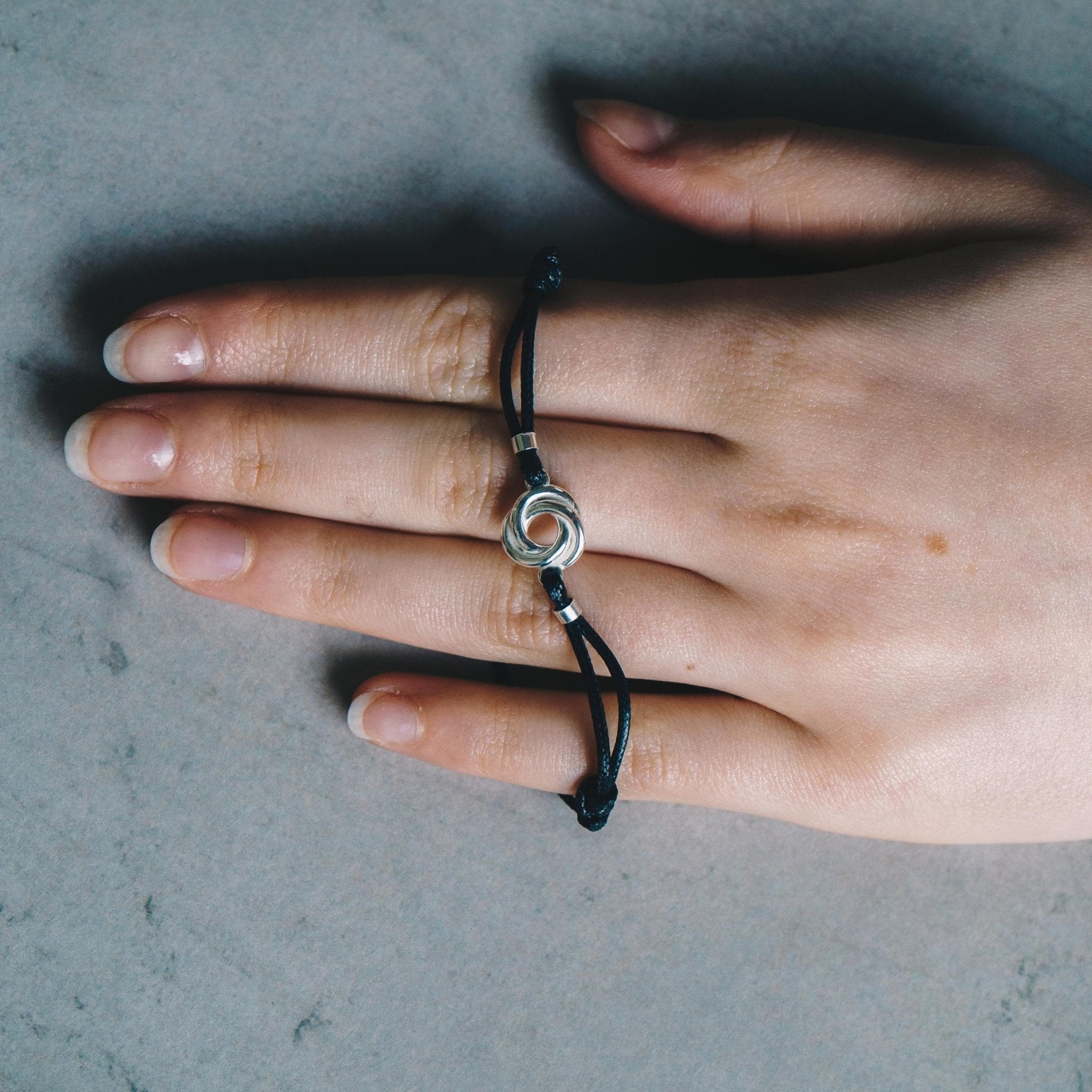 Sterling Silver Friendship Quote Corded Knot Bracelet