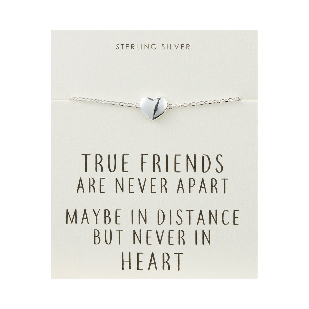 Sterling Silver Friendship Quote Heart Bracelet