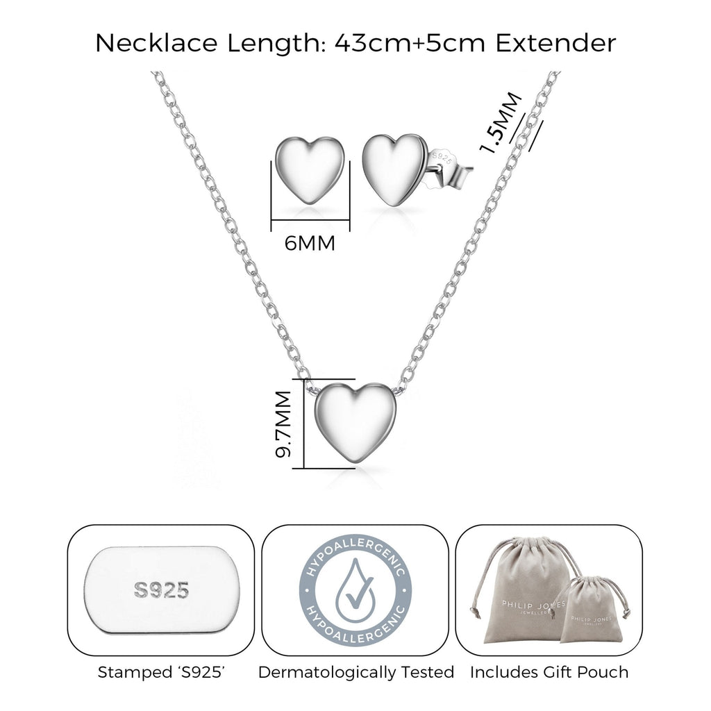 Sterling Silver Friendship Quote Heart Set