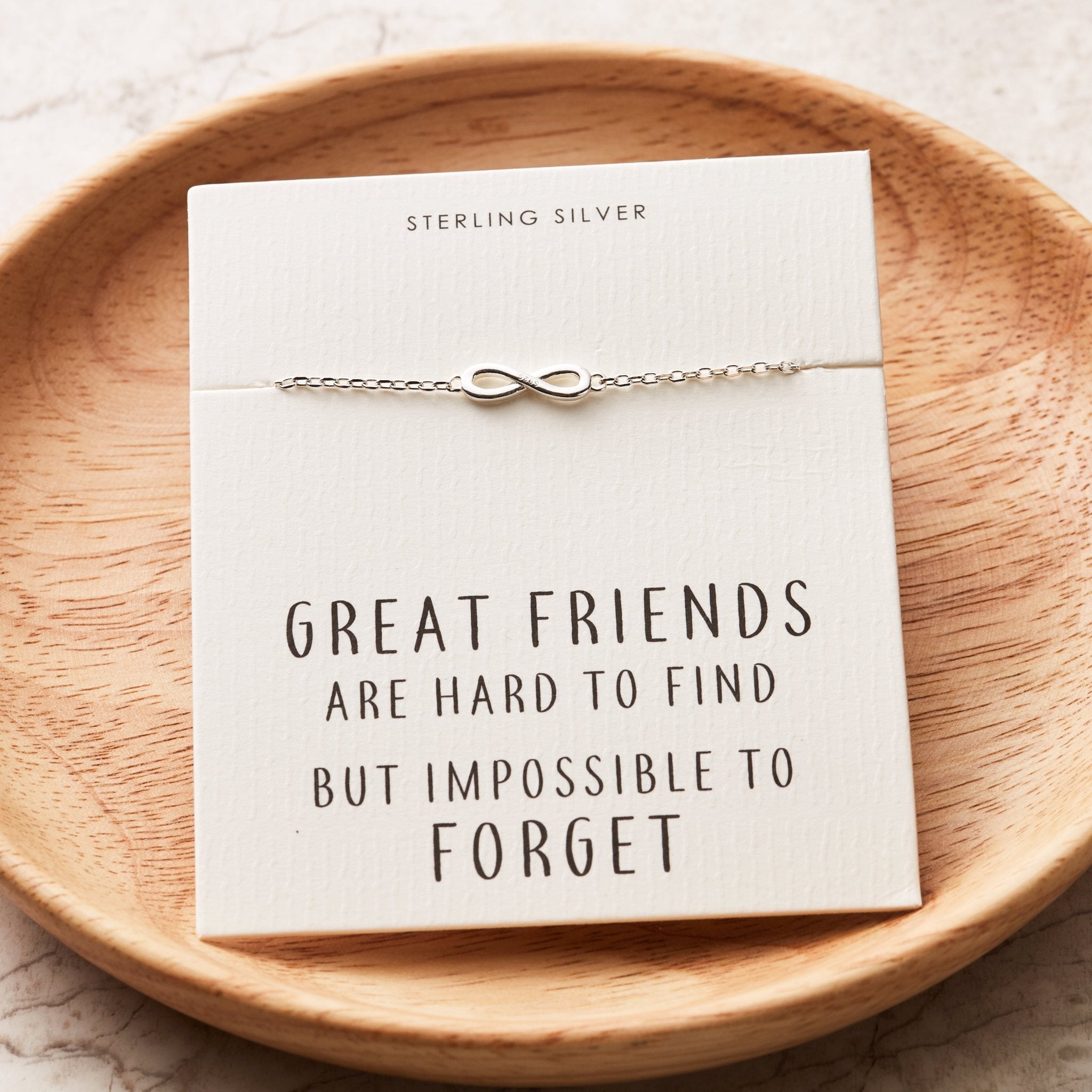 Sterling Silver Friendship Quote Infinity Bracelet