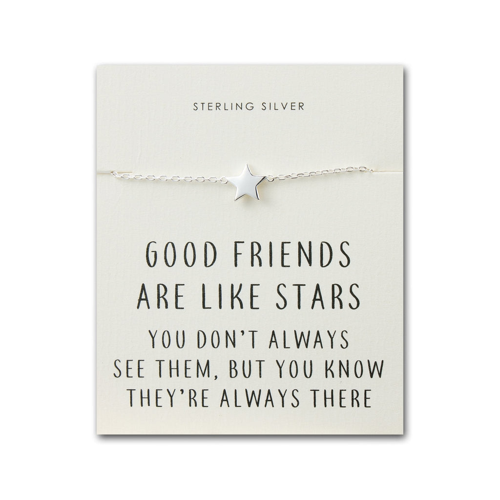 Sterling Silver Friendship Quote Star Bracelet