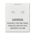 Sterling Silver Grandma Quote Heart Link Earrings