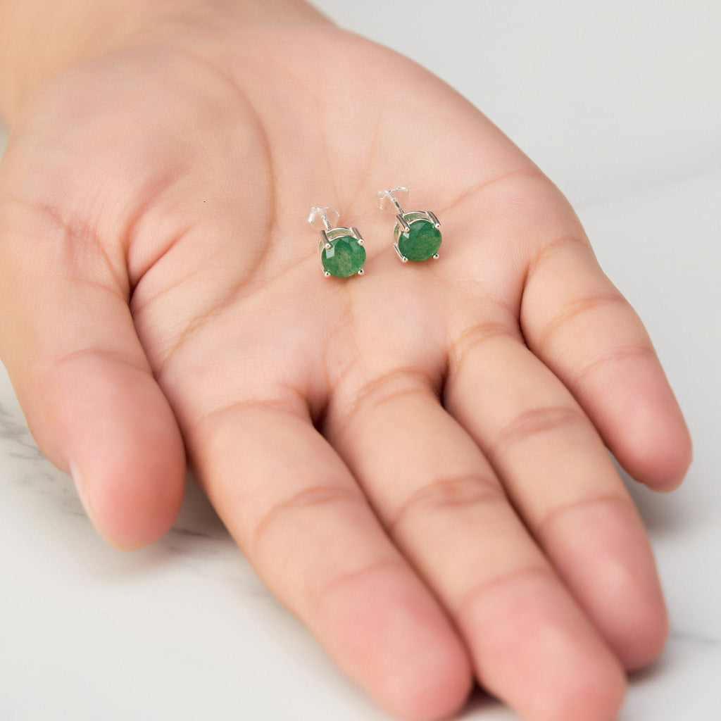 Sterling Silver Green Aventurine Gemstone Earrings with Quote Card