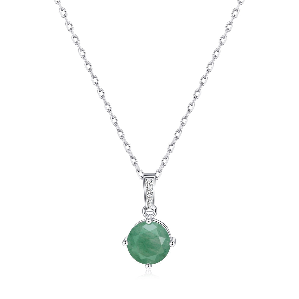 Sterling Silver Green Aventurine Gemstone Necklace