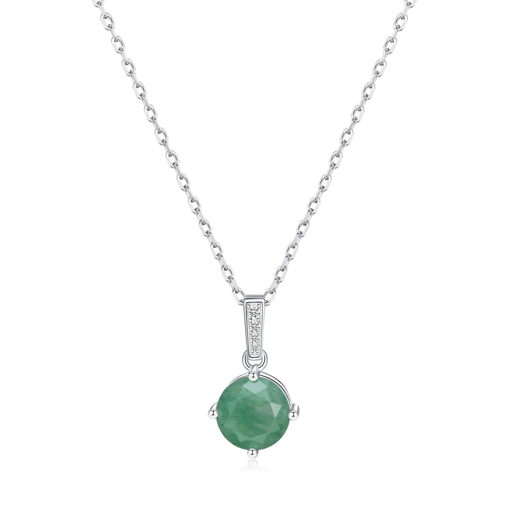 Sterling Silver Green Aventurine Gemstone Necklace
