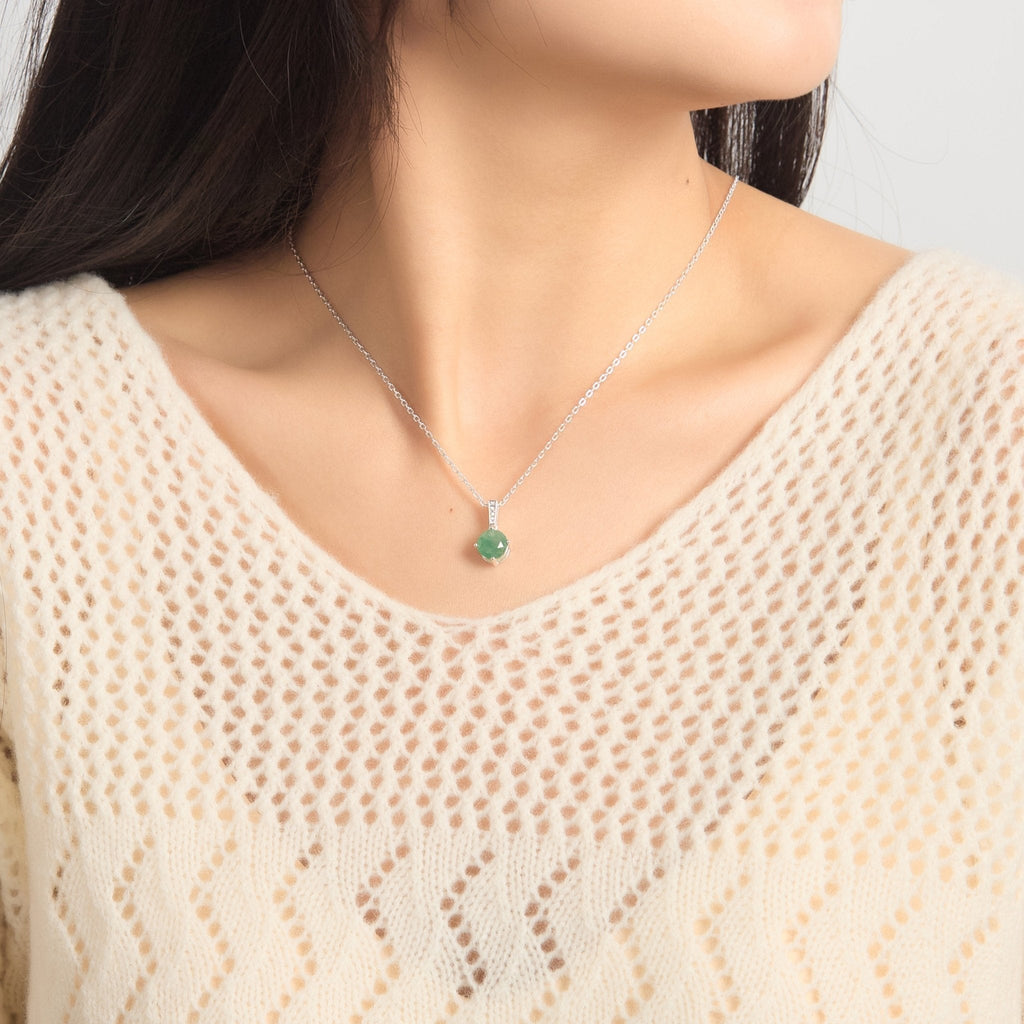 Sterling Silver Green Aventurine Gemstone Necklace