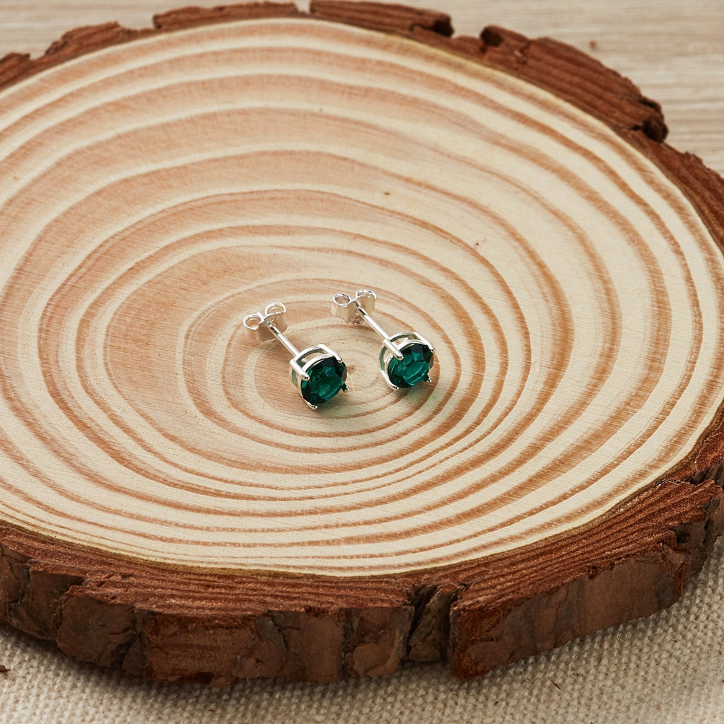 Sterling Silver Green Earrings Created with Zircondia® Crystals