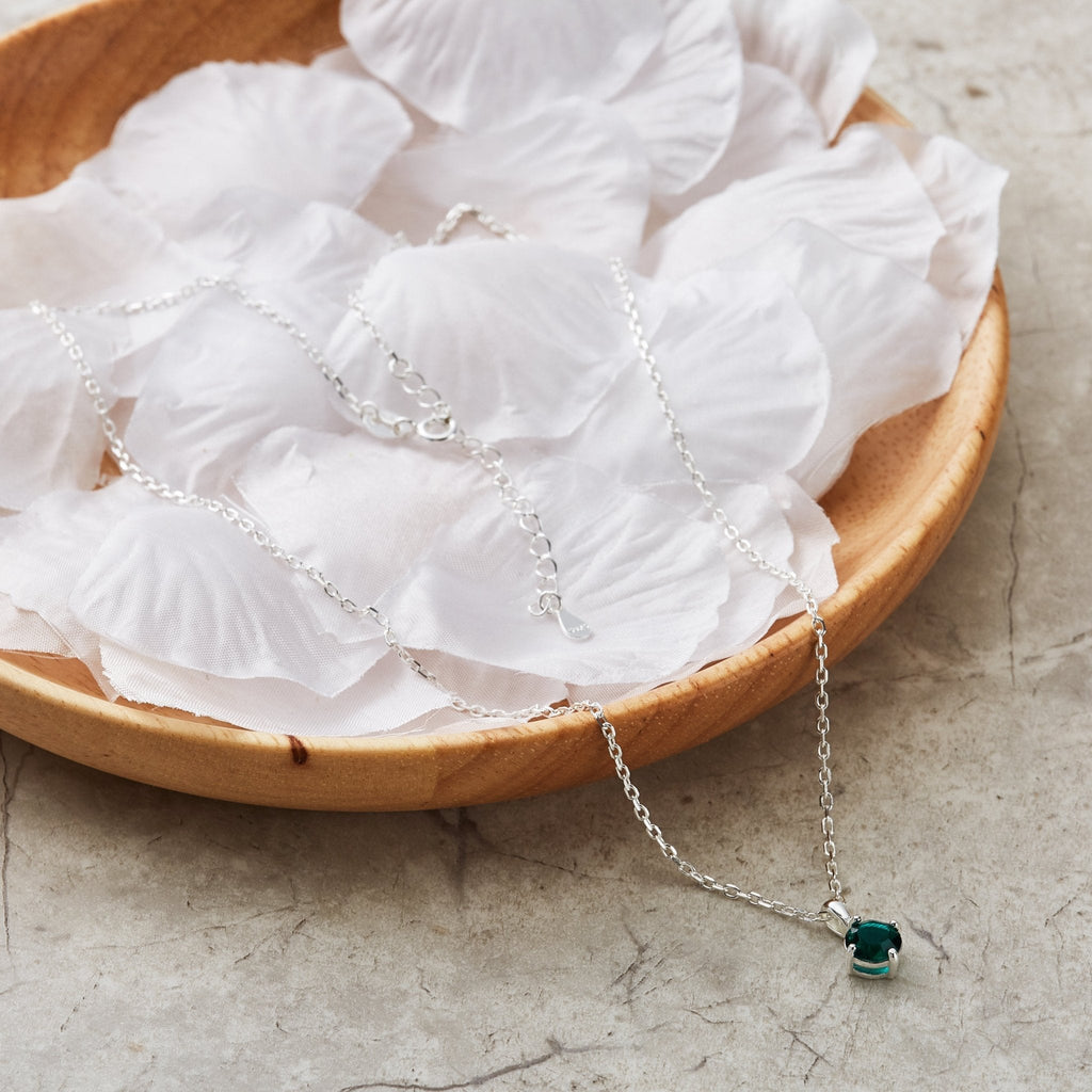 Sterling Silver Green Necklace Created with Zircondia® Crystals