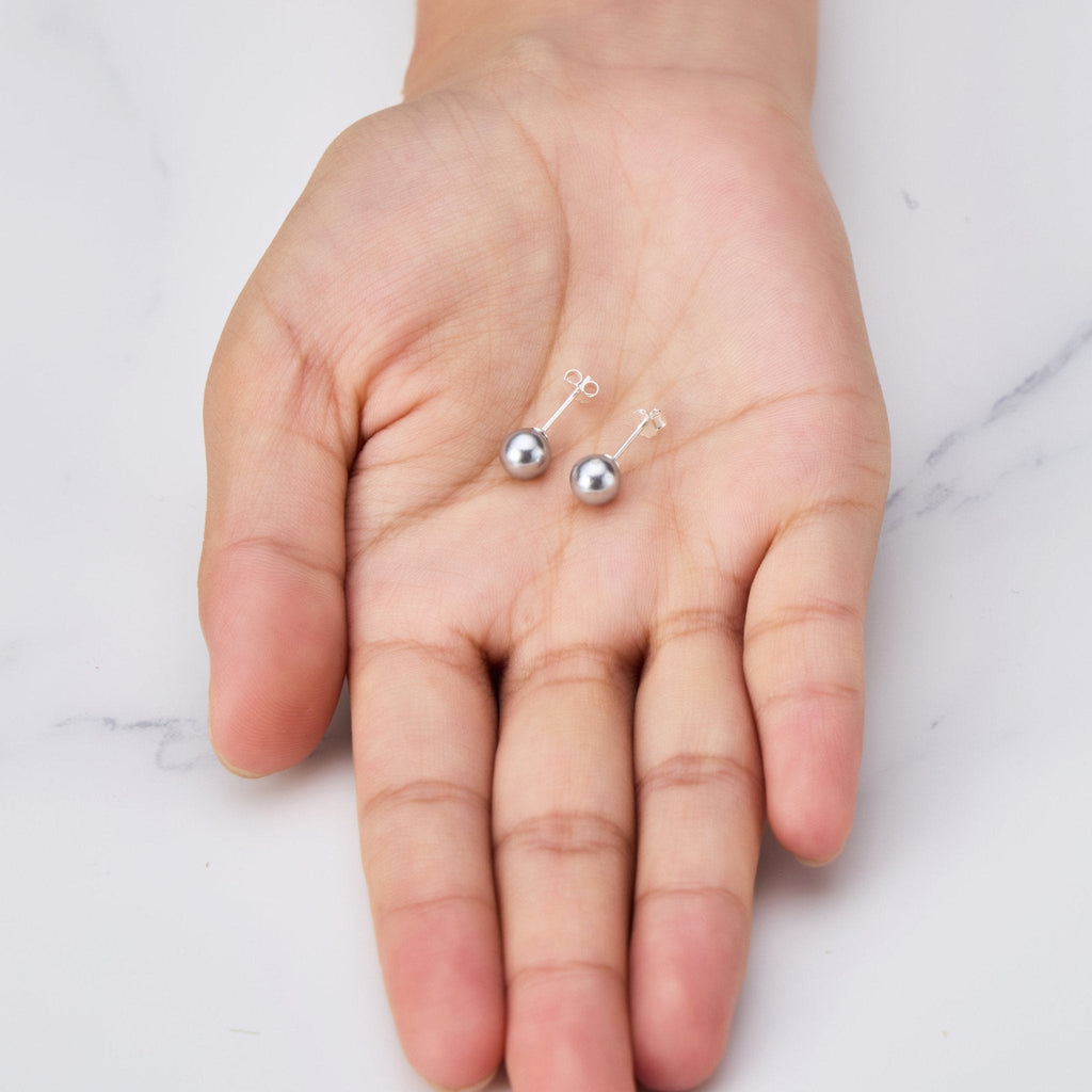 Sterling Silver Grey Shell Pearl Earrings