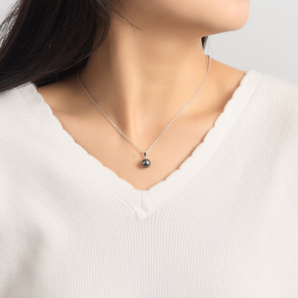 Sterling Silver Grey Shell Pearl Necklace