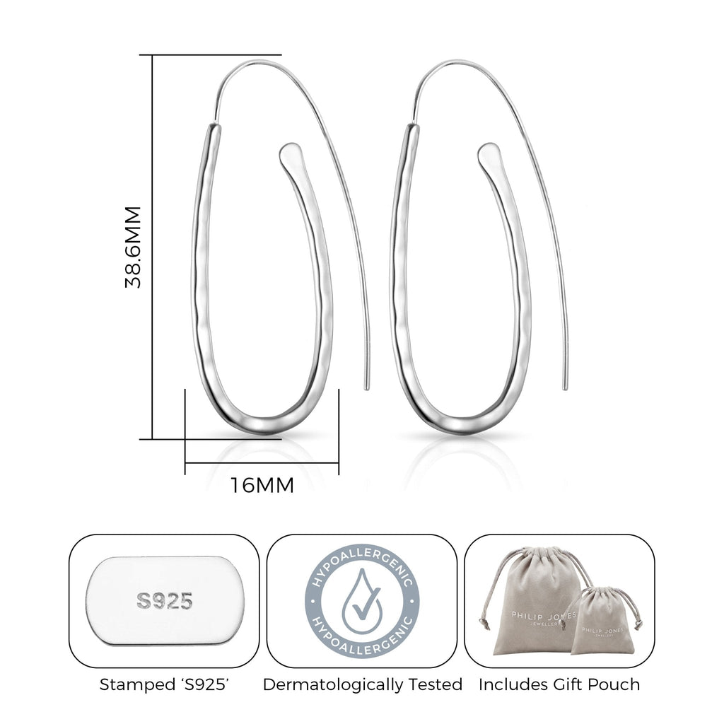 Sterling Silver Hammered Hoop Earrings