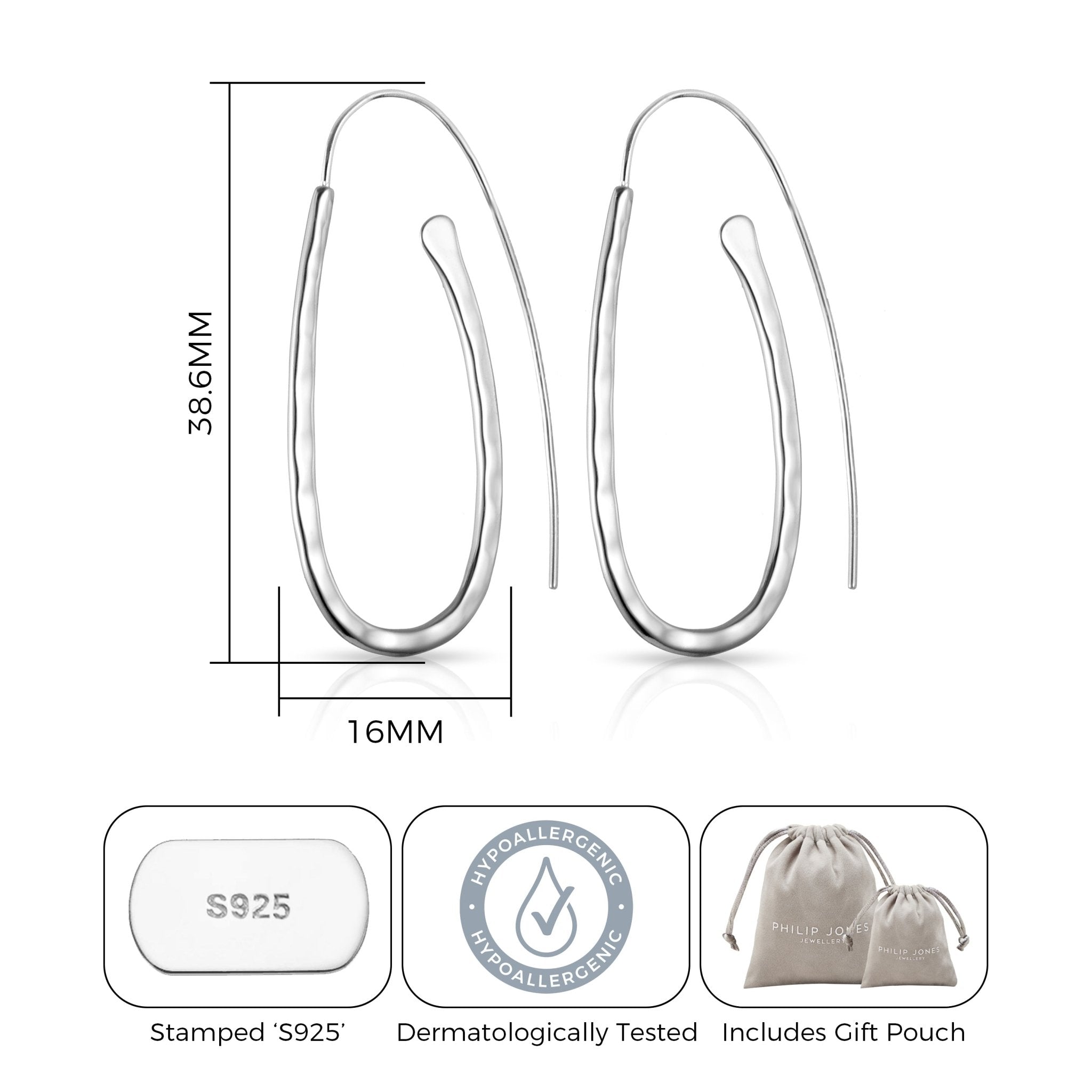 Sterling Silver Hammered Hoop Earrings