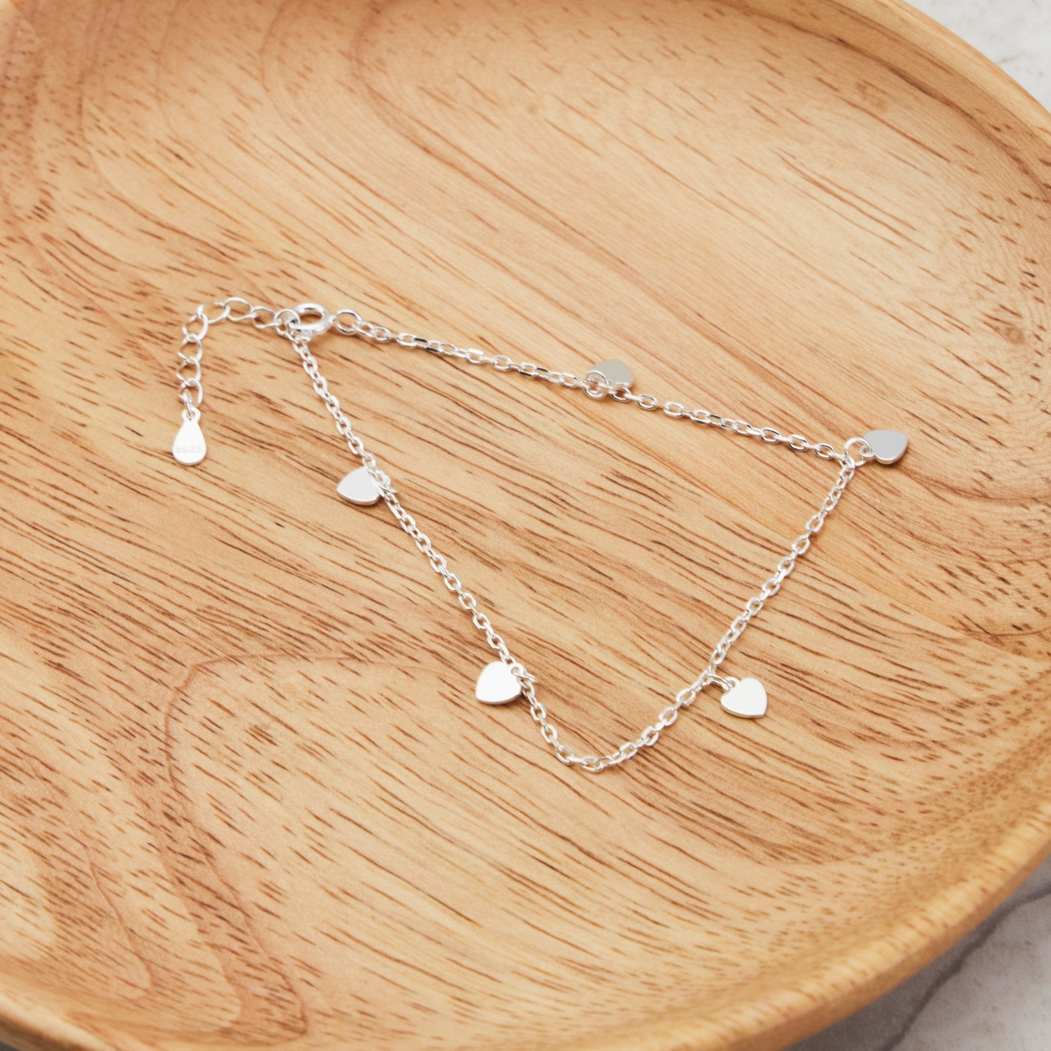 Sterling Silver Heart Charm Bracelet