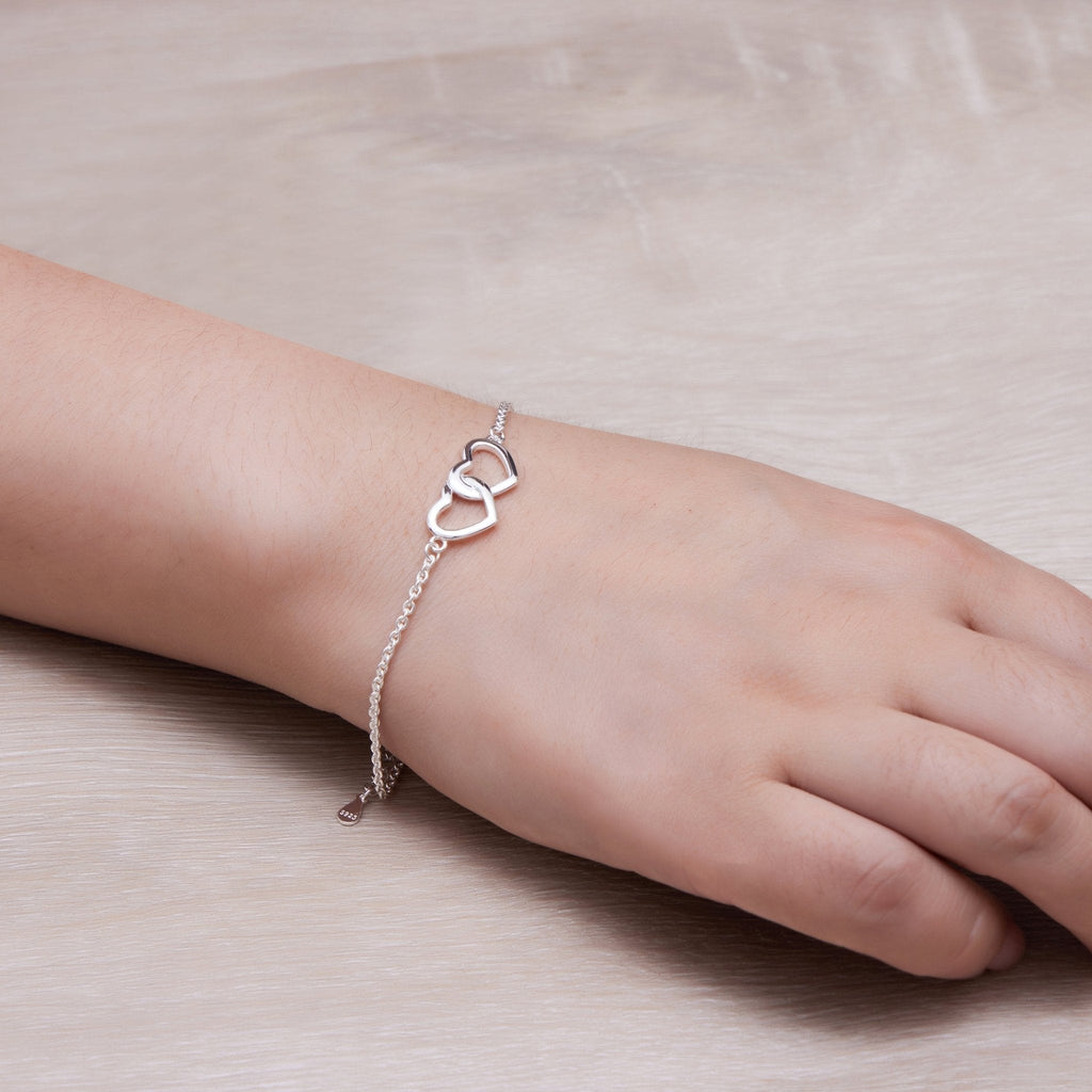 Sterling Silver Heart Link Bracelet