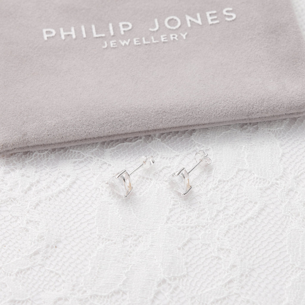 Sterling Silver I Couldn't Say I Do Without You Bridal Heart Earrings with Zircondia® Crystals