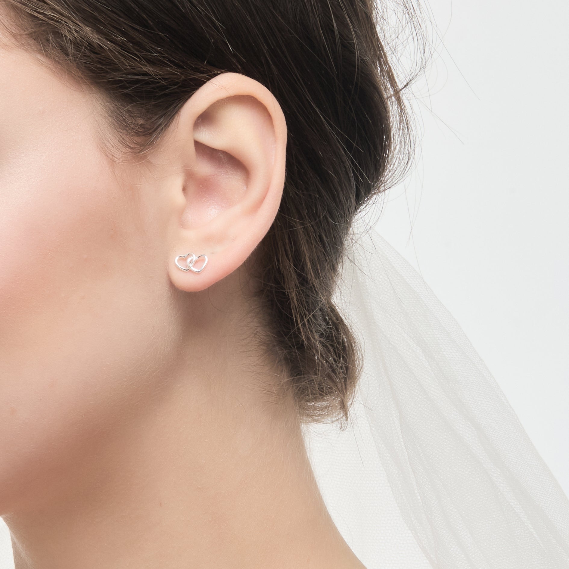 Sterling Silver I Couldn't Say I Do Without You Bridal Heart Link Earrings