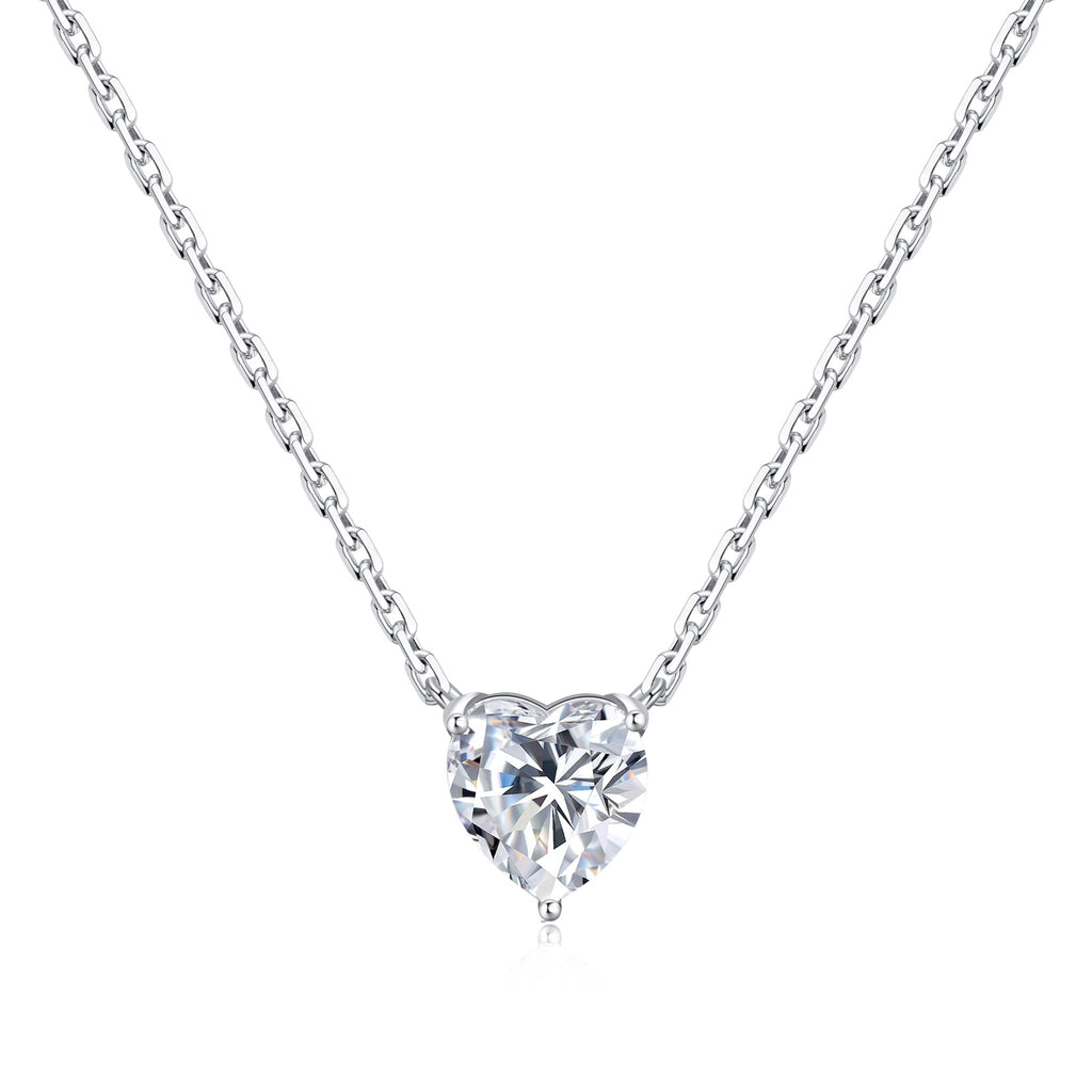 Sterling Silver I Couldn't Say I Do Without You Bridal Heart Solitaire Necklace with Zircondia® Crystals