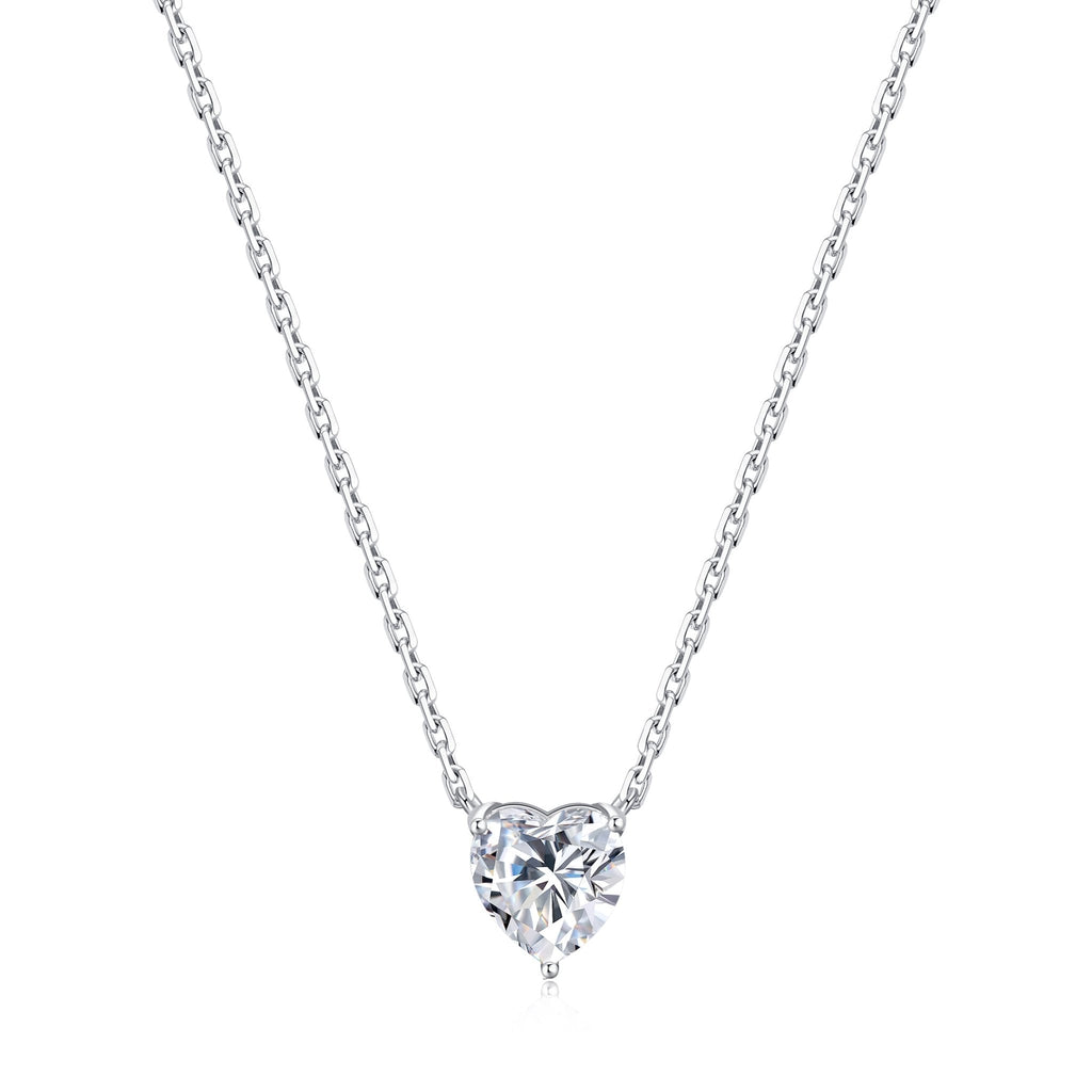 Sterling Silver I Couldn't Say I Do Without You Bridal Heart Solitaire Necklace with Zircondia® Crystals