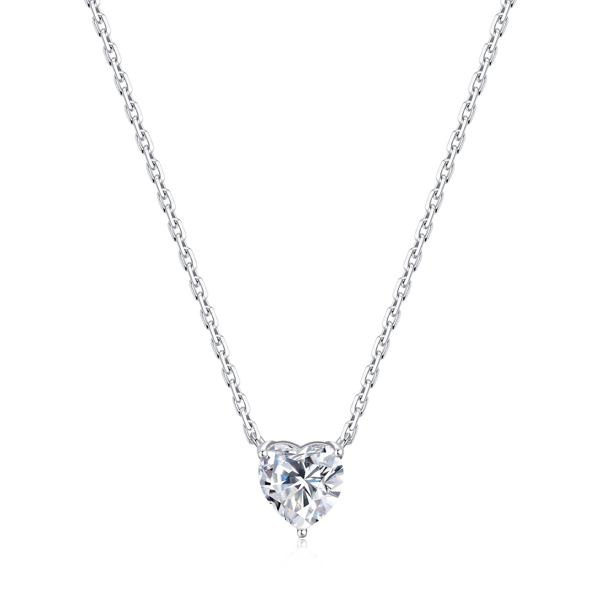 Sterling Silver I Couldn't Say I Do Without You Bridal Heart Solitaire Necklace with Zircondia® Crystals