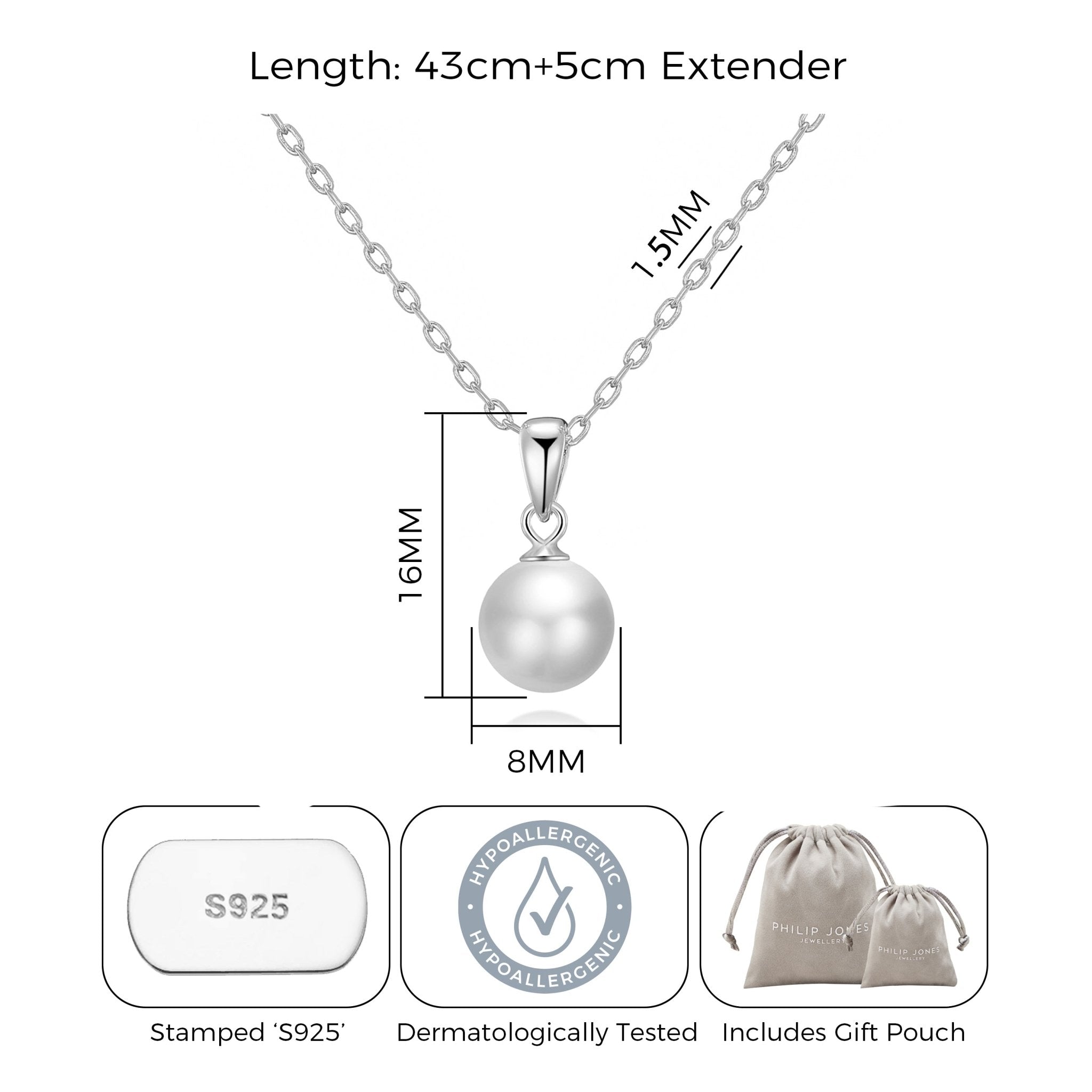 Sterling Silver I Couldn't Say I Do Without You Bridal Pearl Necklace
