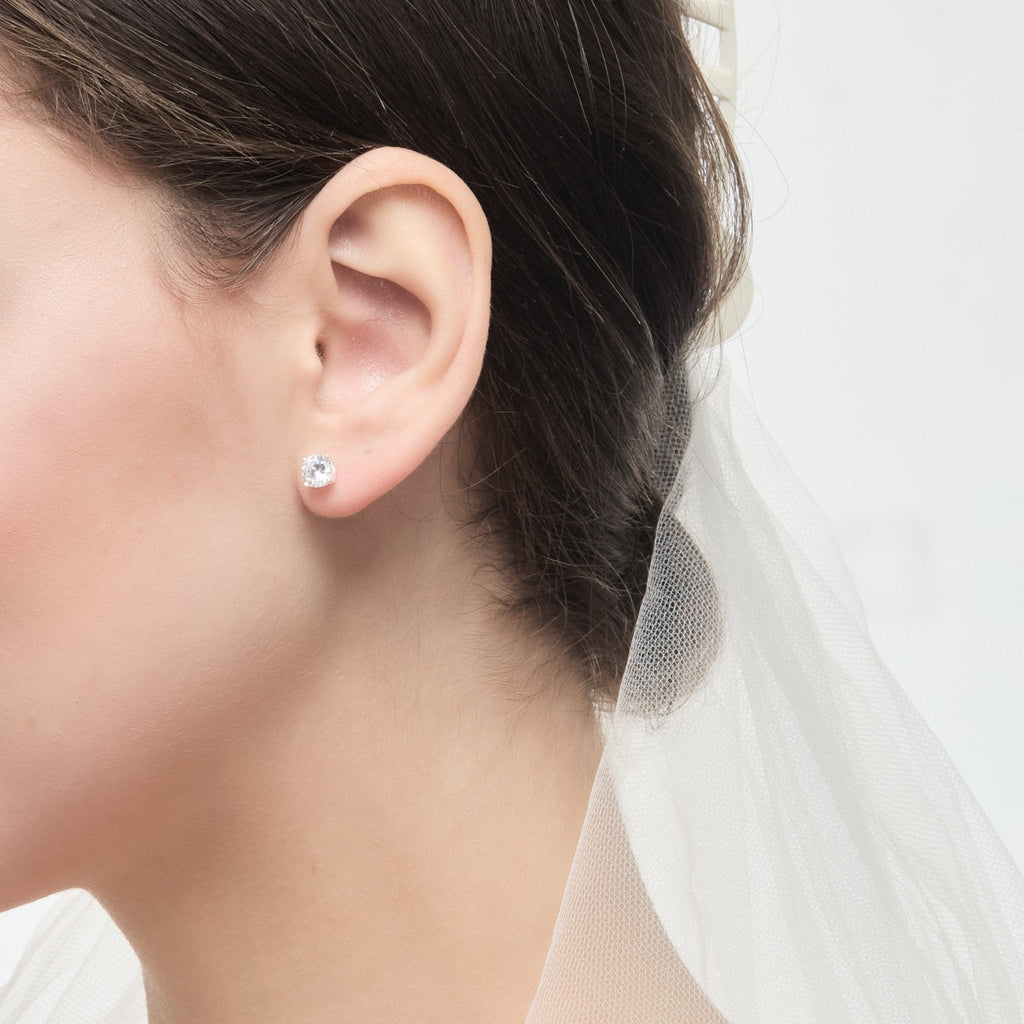 Sterling Silver I Couldn't Say I Do Without You Bridal Solitaire Crystal Earrings