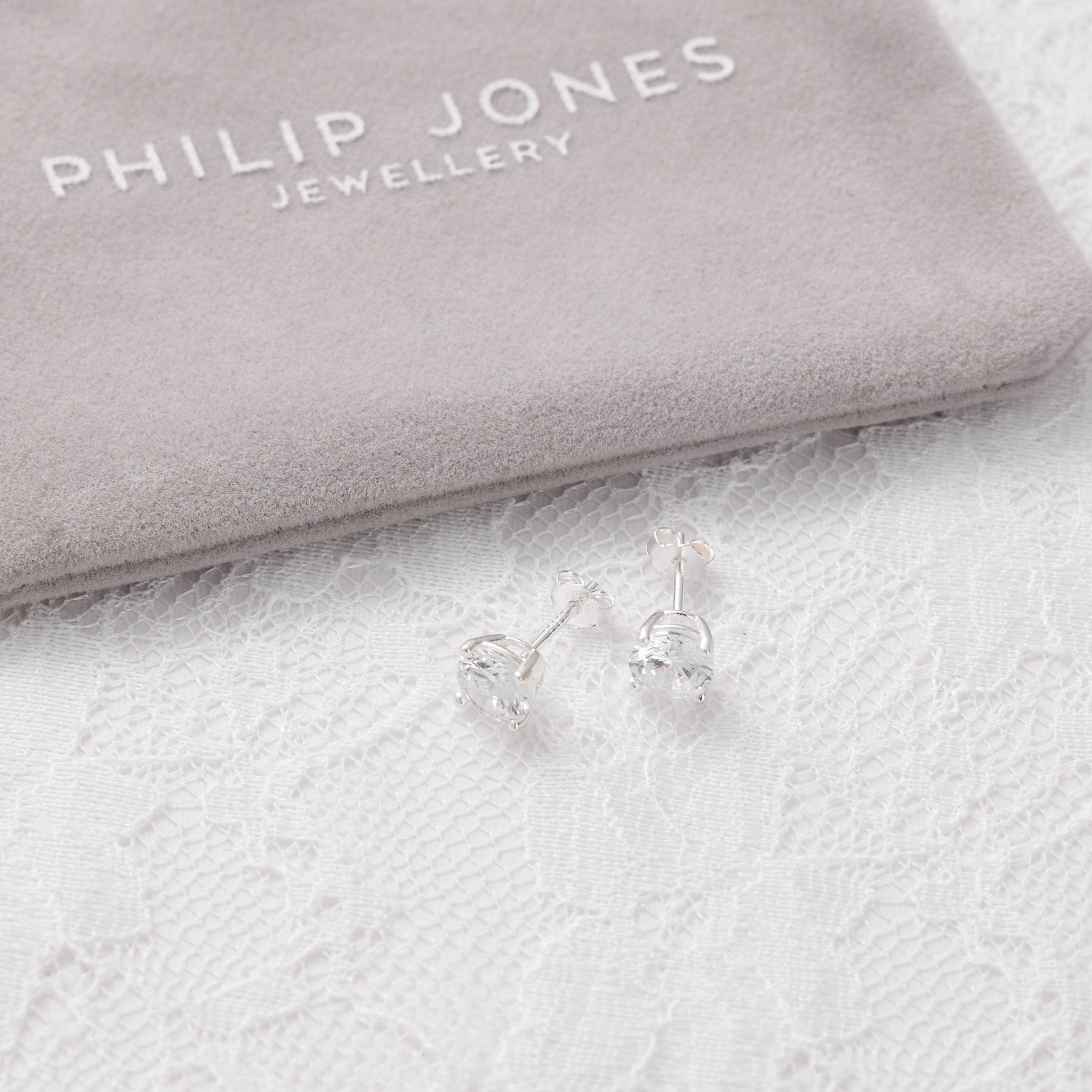 Sterling Silver I Couldn't Say I Do Without You Bridal Solitaire Crystal Earrings