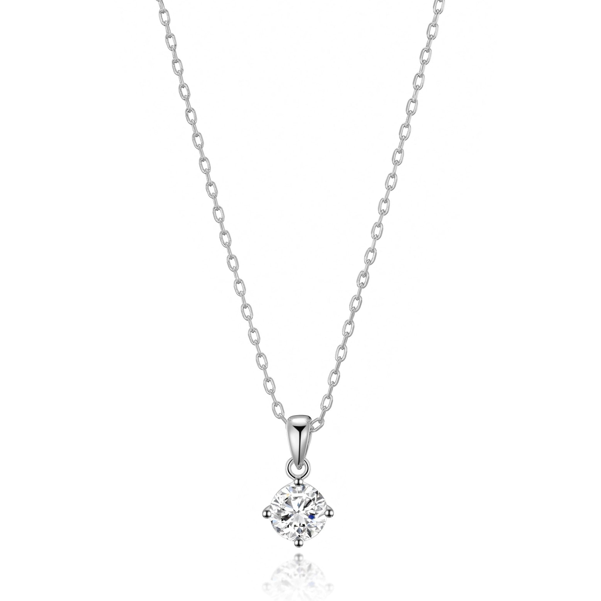 Sterling Silver I Couldn't Say I Do Without You Bridal Solitaire Crystal Necklace