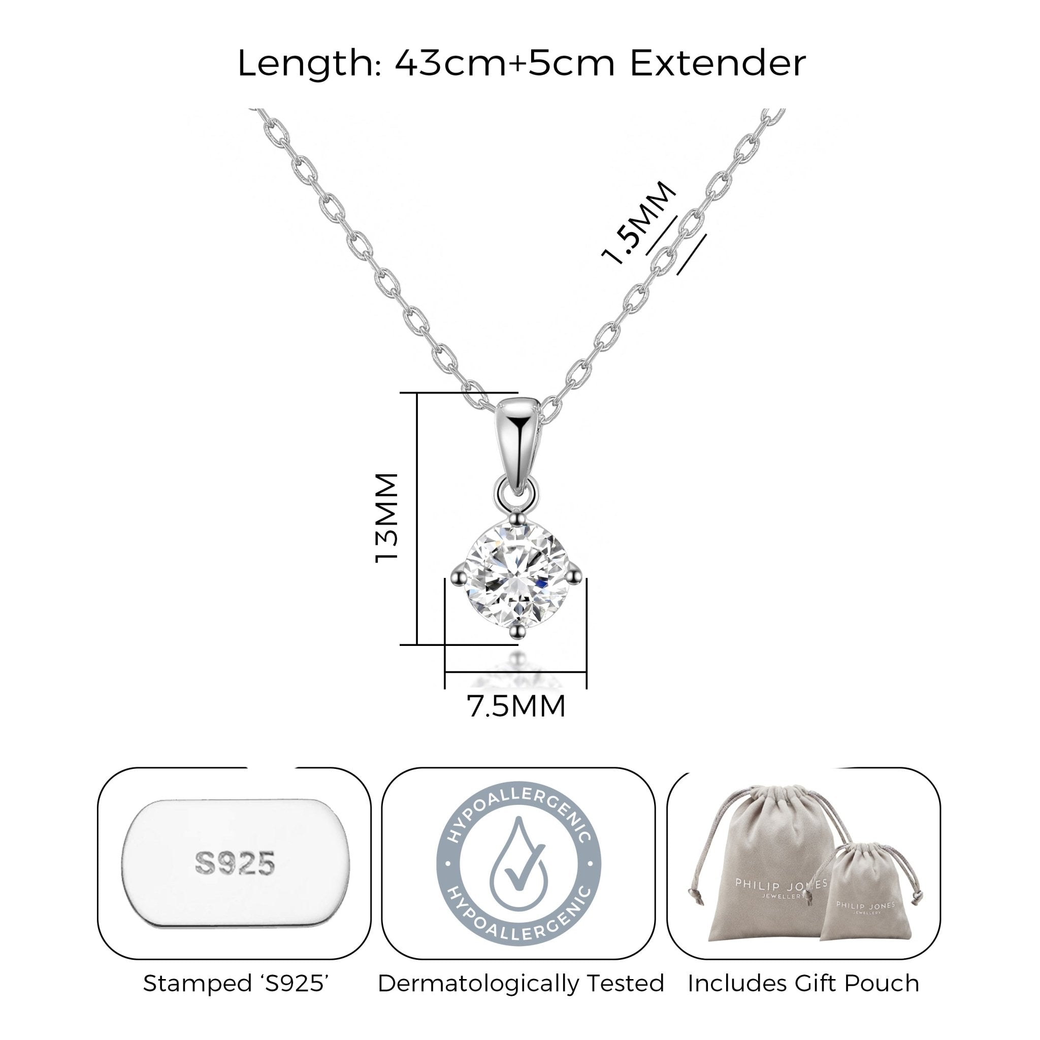 Sterling Silver I Couldn't Say I Do Without You Bridal Solitaire Crystal Necklace