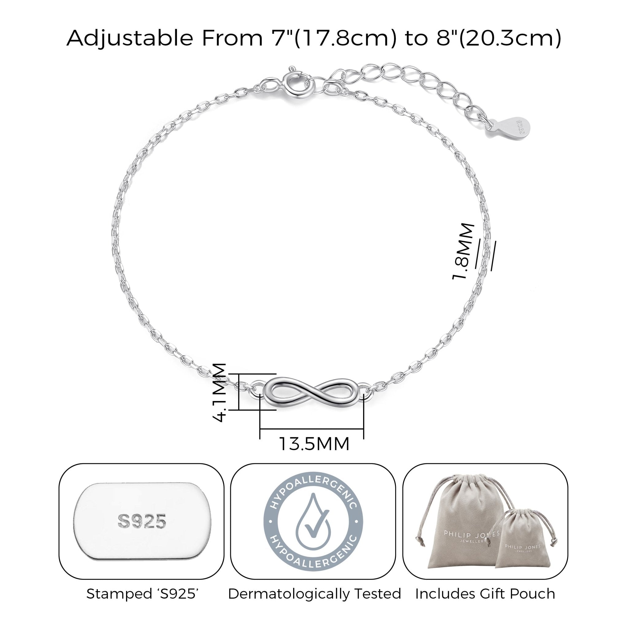 Sterling Silver Infinity Bracelet