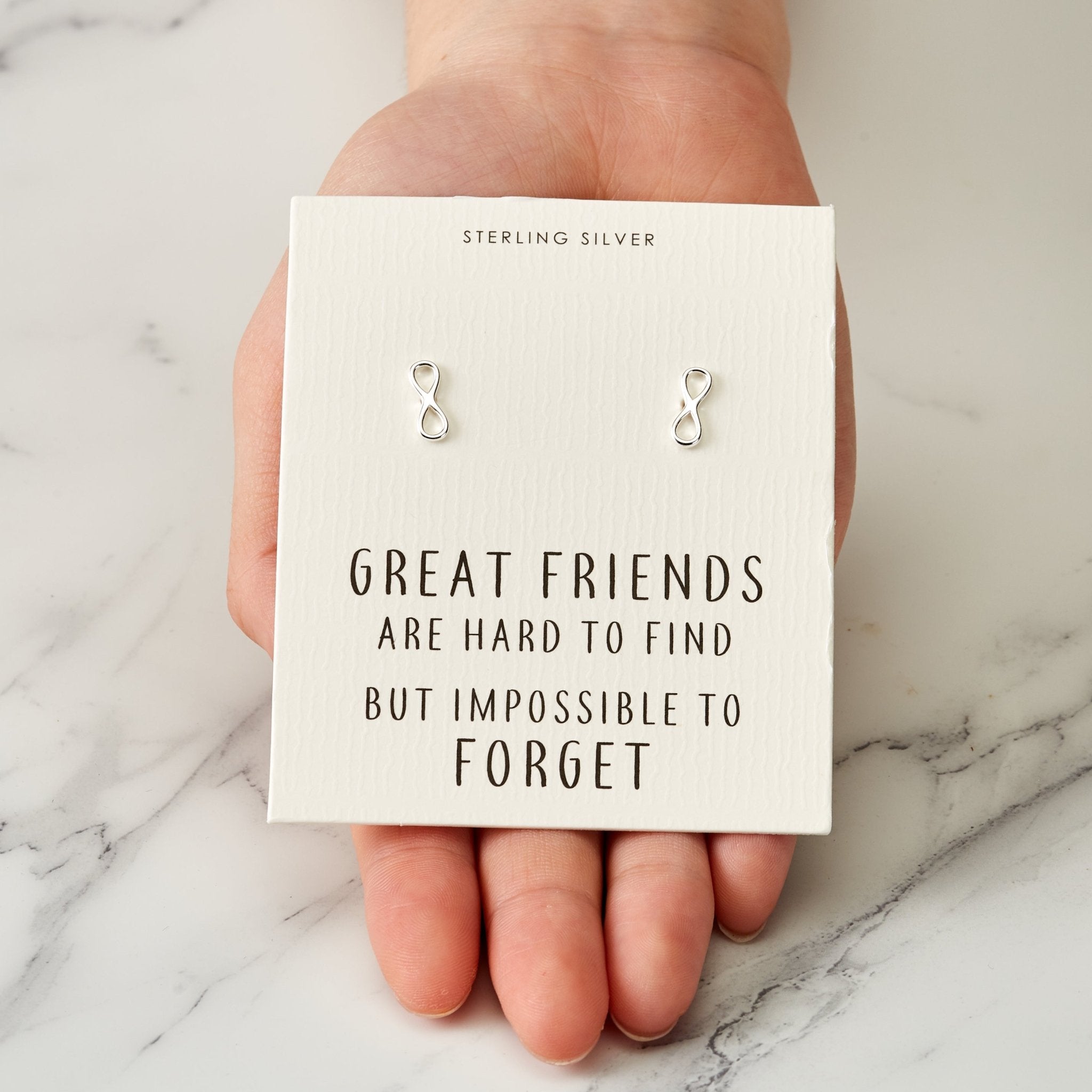 Sterling Silver Infinity Friendship Quote Earrings