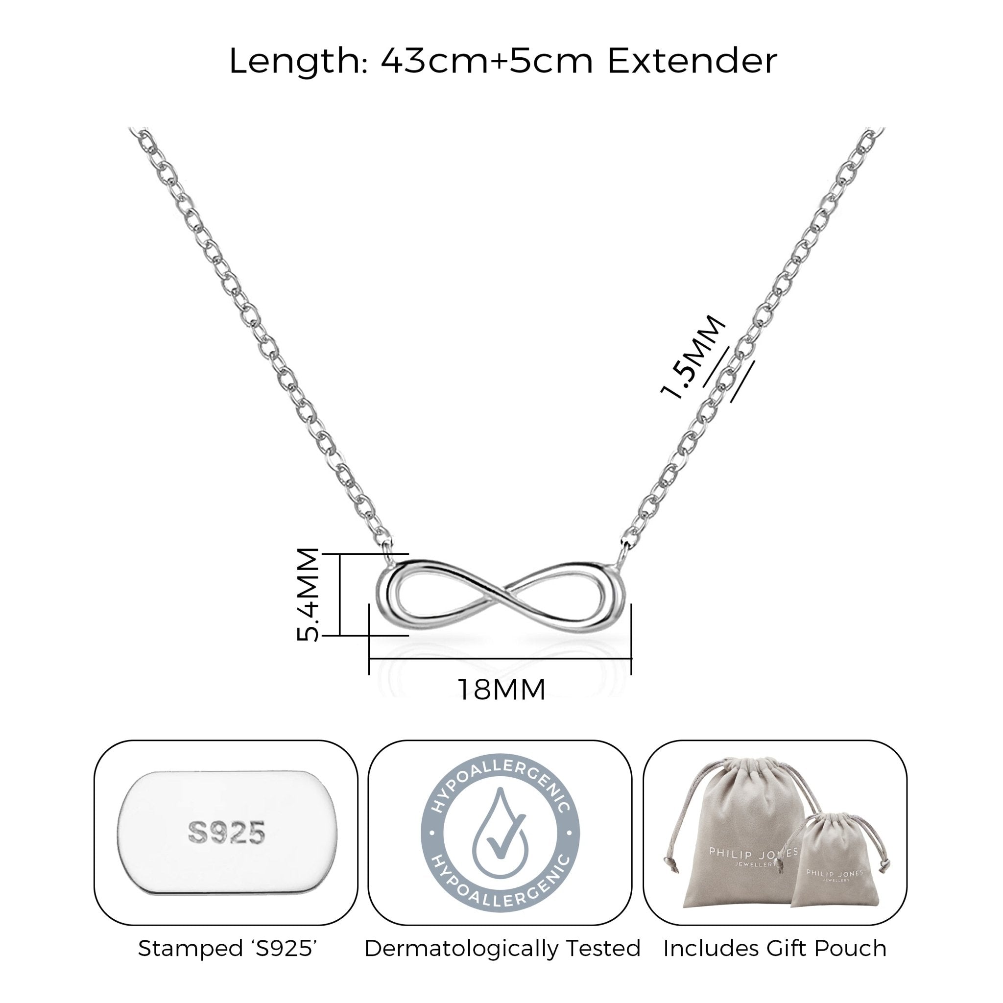 Sterling Silver Infinity Friendship Quote Necklace