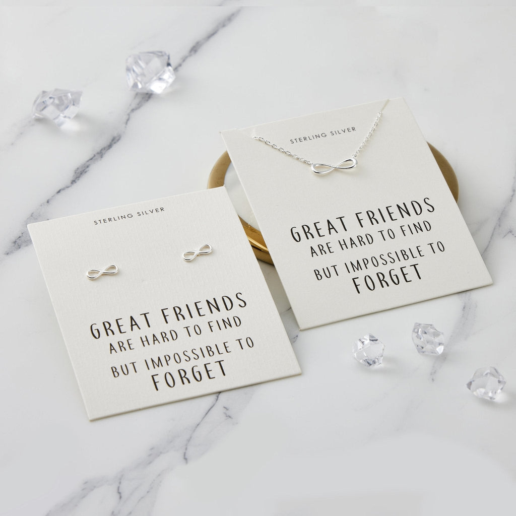 Sterling Silver Infinity Friendship Quote Set