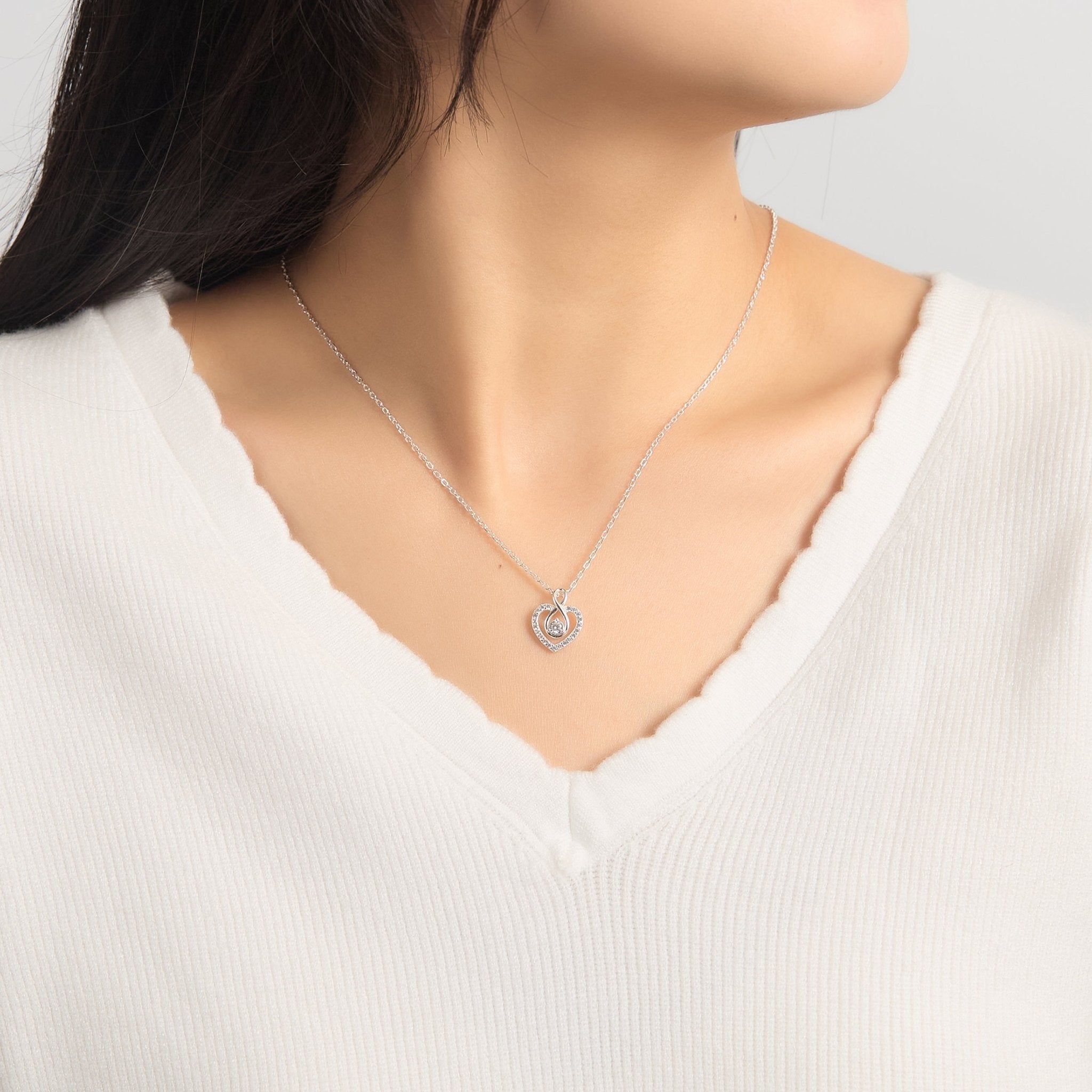 Sterling Silver Infinity Heart Necklace Created with Zircondia® Crystals